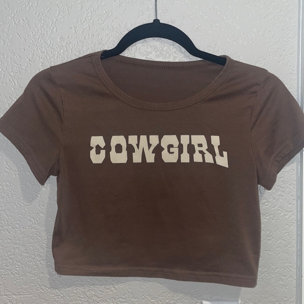 Brown cowgirl crop top